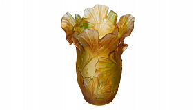 Ваза Decor de table Гинкго 30 см, хрусталь, желто-зеленая